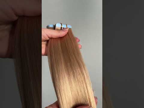 Волосся для стрічкового нарощування, 50 см, пряме, 40 пасм, золотистий блонд (24) video