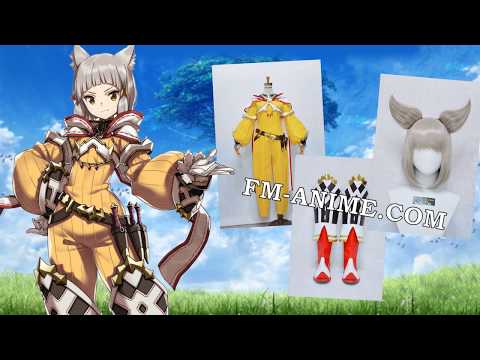 FM-Anime.com Xenoblade Chronicles 2 Nia Cosplay Costume Wig Shoes Boots Tattoo