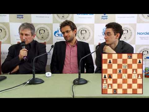 Tal Memorial 2012. Round 9. Levon Aronian and Fabiano Caruana speaking about their game