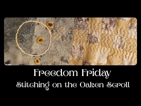 Slowstitch with eyelet stitch, seed stitch and couching 