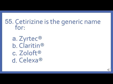 Top 200 Drugs Practice Test Question - Cetirizine is the generic name for (PTCB PTCE NAPLEX NCLEX)