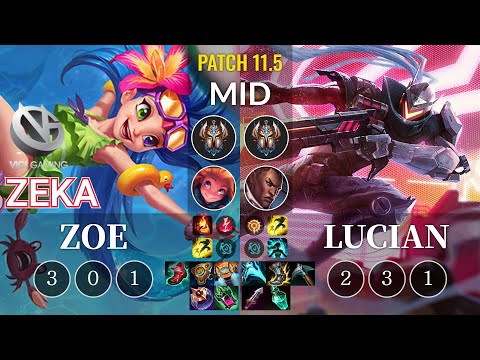 VG Zeka Zoe vs Lucian Mid - KR Patch 11.5