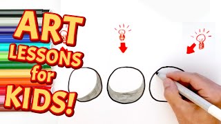 Learn Lighting and Shading Easy | Simple Lighting Concepts | Art Lessons for Kids