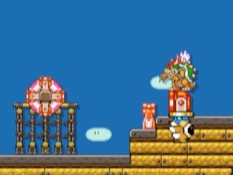 Bowser's Fearsome Duo Ship ~ by Mazznick ~ SUPER MARIO MAKER Raw GAMEPLAY