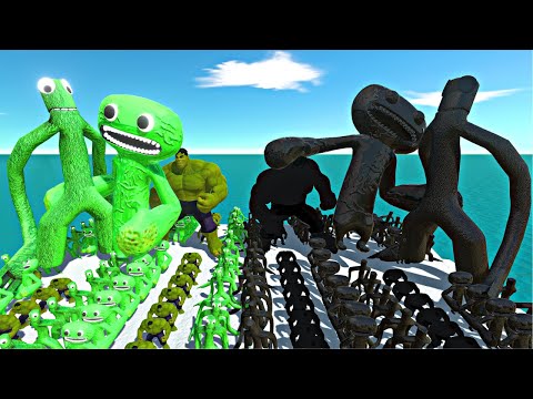 Rainbow Friends Green + Jumbo Josh + Hulk vs Shadow Itself - Animal Revolt Battle Simulator