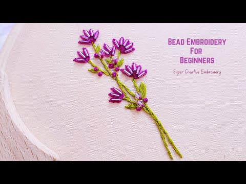 Beads Flower Hand Embroidery Basic Stitches  Beginner/Super Creative Flower Embroidery with Beads #2