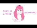 NICKI MINAJ - CHUN LI ( LYRICS ) (LYRIC VIDEO)