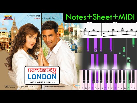 Main Jahaan Rahoon - Namaste London (2007) - Notes+Sheet+MIDI - EASY Piano Tutorial