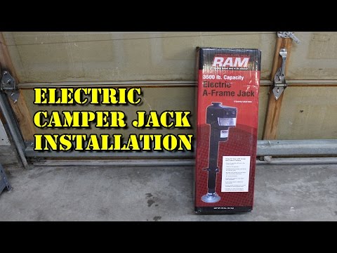 How to install electric RV Travel Trailer jack - electric hydraulic tongue jack RAM 3500 lb rv hack