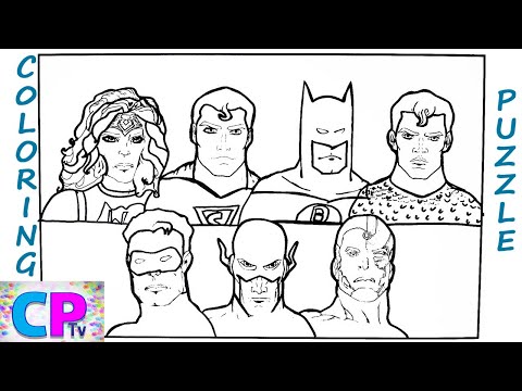Justice League Coloring Pages,Wander Woman,Superman,Batman,Aquaman,Flash,Green Lantern and Cyborg