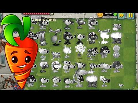 Pvz 2 Survival Discovery - All Pea Plants & Intensive Carrot Vs All Zombies