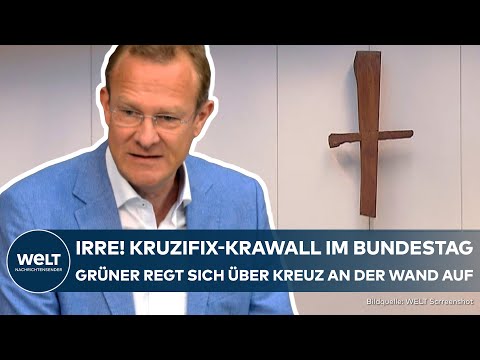 Video Thumbnail: BUNDESTAG: Irre Diskussion! Grüner stellt sich gegen Kruzifix im Fraktionssaal von CDU und CSU