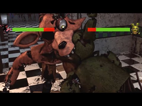 [SFM FNaF] Withered Foxy vs Springtrap WITH Healthbars