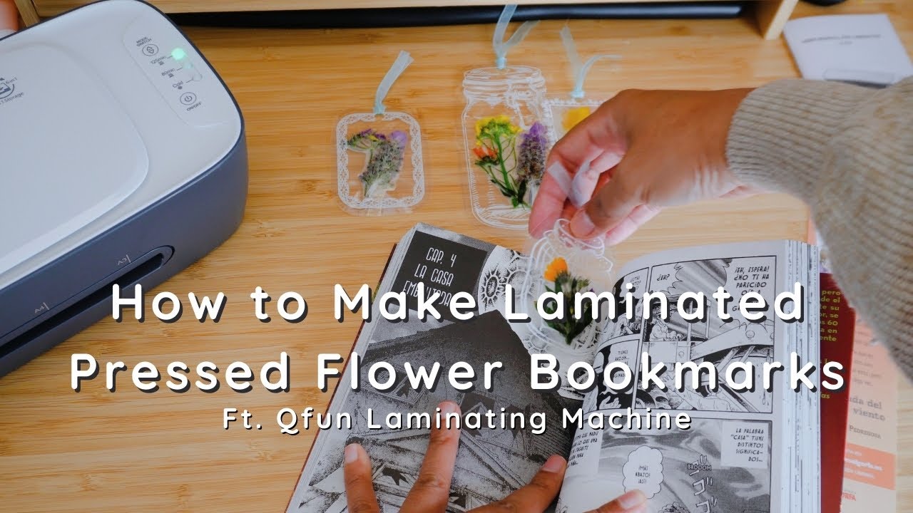 How to Make Laminated Pressed Flower Bookmarks 🔖🪻 | Ft. Qfun Laminator