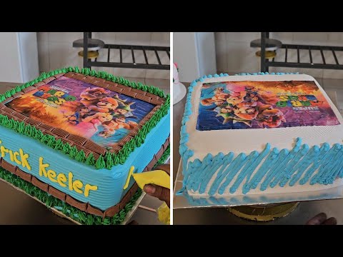 Como decorar un pastel cuadrado de Mario Bros con papel de arroz comestible #cakemariobros