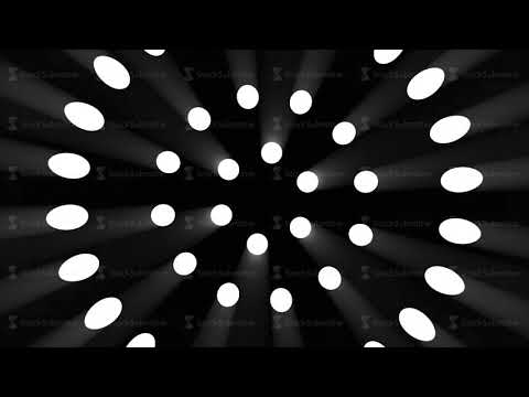Animation of rotating circles made of spotlights on black background. Abstract background with