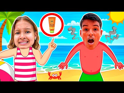 REGRAS DE CONDUTA PARA CRIANÇAS NA PRAIA  ⛱  Gatinha das Artes Learn Rules of Conduct on the Beach