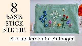 Anfängerstickset Wildblumen – Sticken lernen mit 8 Stichen