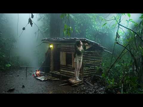 15 days to complete the cabin in the wilderness - Facing unexpected rain showers | Yang bushcraft