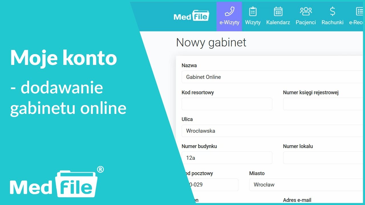 Dodawanie gabinetu online