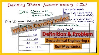 What is Density Index | Relative Density Definition and Problem Geotechnical Engineering 1