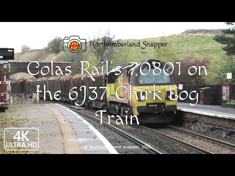 Colas Rail's 70801 on the 6J37 Chirk Log Train