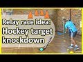 Relay race: Striking › Hockey target knockdown | Teaching fundamentals of PE (K-3)