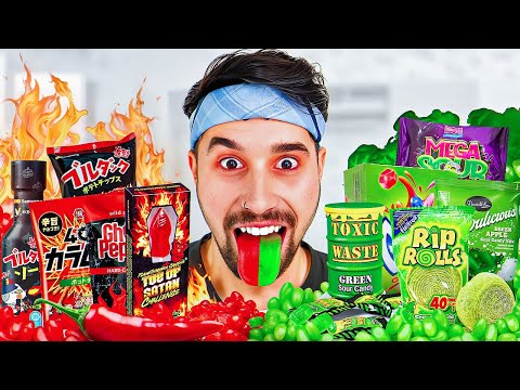 Eating the World's BIGGEST Spicy 🔥 vs Sour 😱 Sweets!