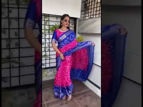 Bandhej print with golden Saree