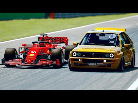 Ferrari F1 2021 vs Lancia Delta Integrale EVO-R at Monza GP