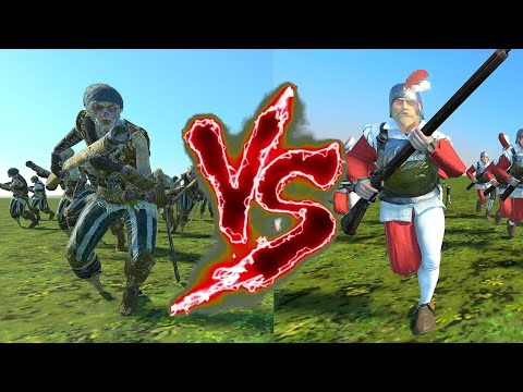 Zombie Pirate Gunnery Mob (Handguns) VS Handgunners. Total War Warhammer 3