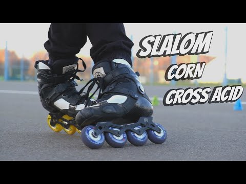 FUN SLALOM 10 - CORN AND CROSS ACID SLALOM - FREESTYLE ON INLINE SKATES