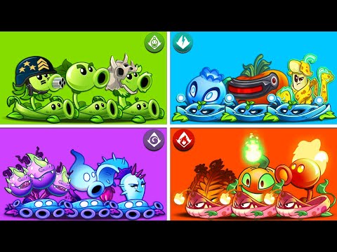 PvZ2 - 4 Teams PEA vs ELECTRIC vs SHADOW vs FIRE - Who Will Win? Team Plant Vs Team Plant