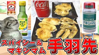 手羽先をレモン風味とマキシマムスパイスで頂く【猫ミーム】
