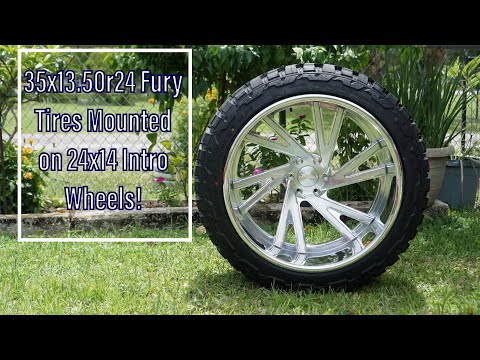 35x13.50r24 Fury Tires Mounted on 24x14 Intro Wheels