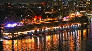 cruise ship MV Queen Anne arriving to Sydney at night