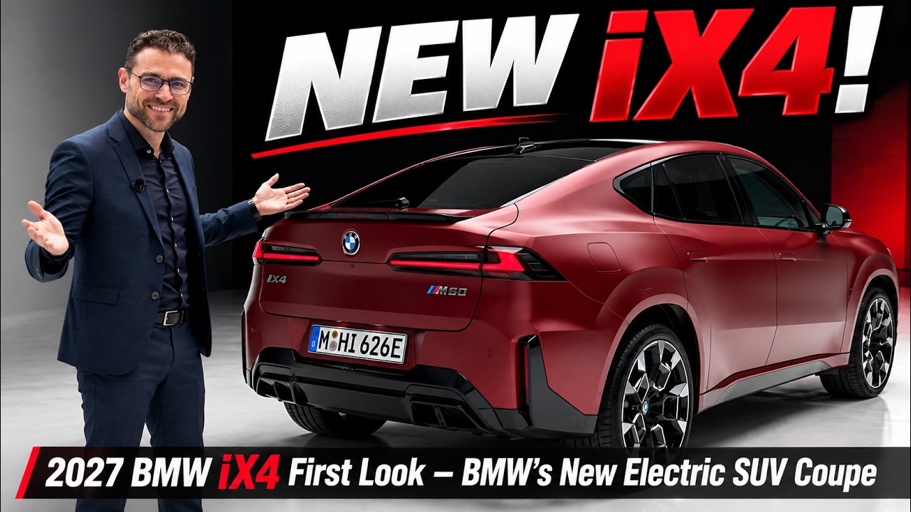 BMW iX4 M60 electric SUV coupe in matte red