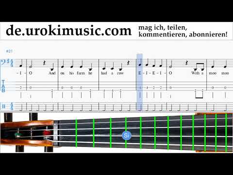 Cello Lernen Old MacDonald - Had a Farm Tabulatur Teil#2 um-b995
