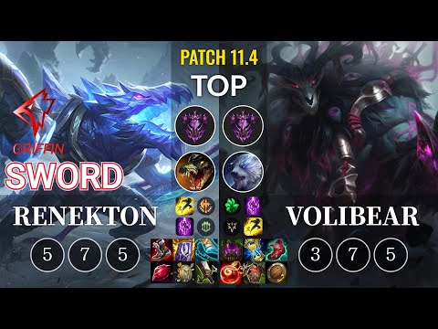 GRF Sword Renekton vs Volibear Top - KR Patch 11.4