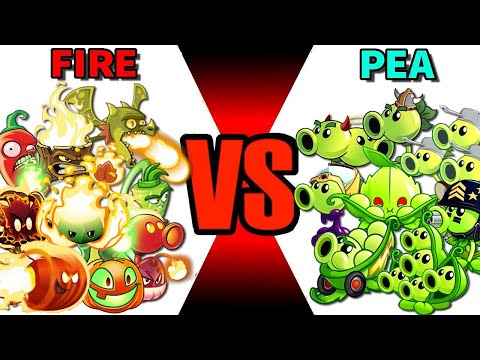 Team FIRE vs PEA Plants - Which Team Plant Will Win? - PvZ 2 Battlez