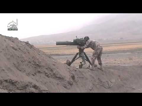 استهداف قاعدة كورنيت لقوات النظام بصاروخ تاو من قبل جيش النصر_ في المنصورة في محافظة حماة