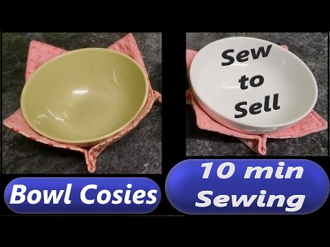 DIY Bowl Cosies 10 minute Sewing Layer Cake fabric 10" Sew to Sell Beginner Learn to Sew