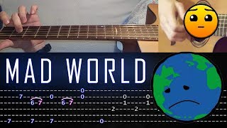 How to play 'Mad World' Guitar Tutorial [TABS] Fingerstyle