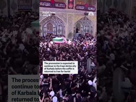 Video shows a procession of mourners carrying the coffin of Iran’s slain supreme leader