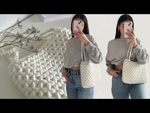 CROCHET TOTE BAG TUTORIAL | aesthetic crochet bag | how to crochet a tote bag with chunky yarn