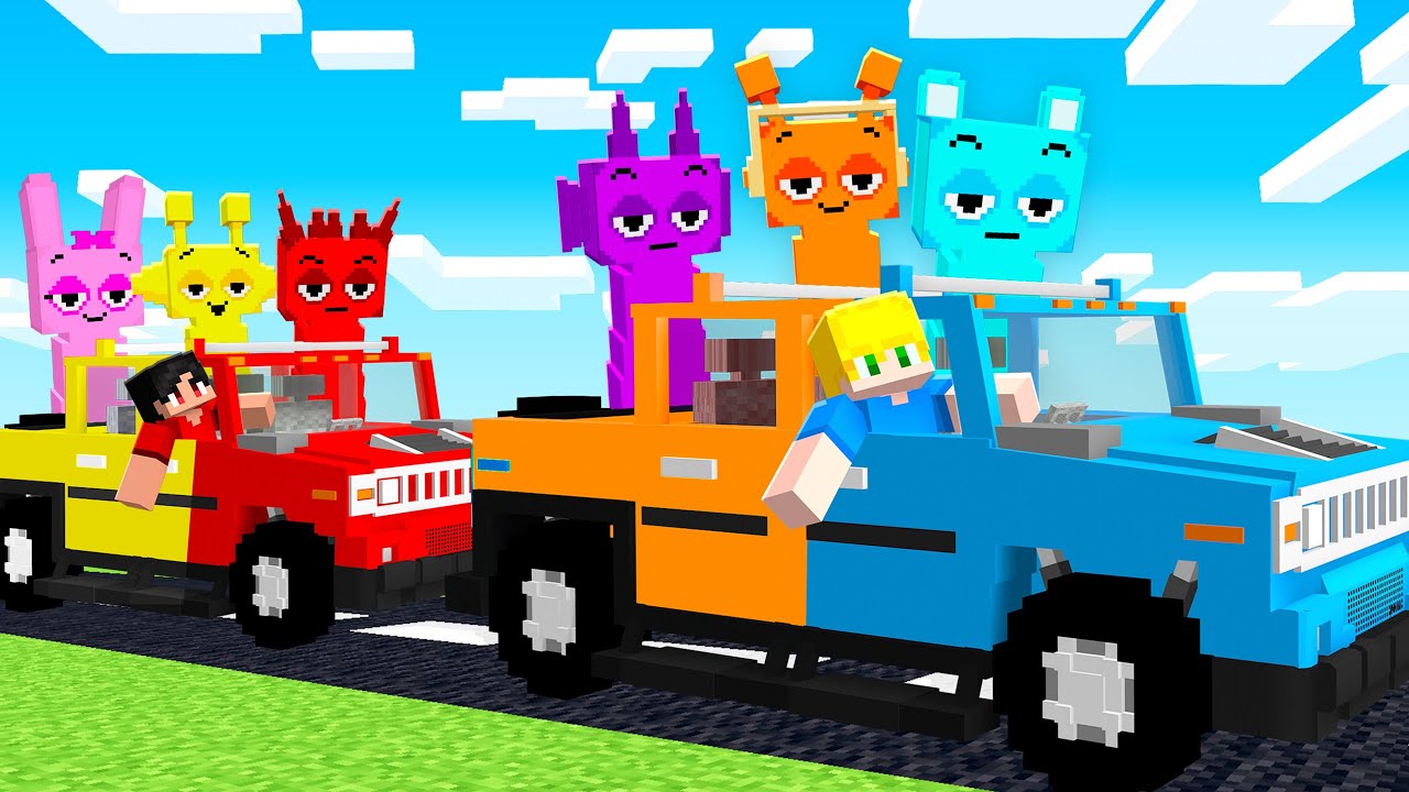 Fizemos a Maior Viagem de Carro dos Sprunkis no Minecraft!