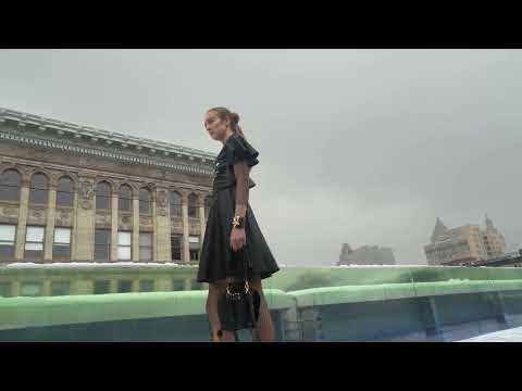 Swimwear fashion show in the snow on the rooftop by Fly Solo NYFW