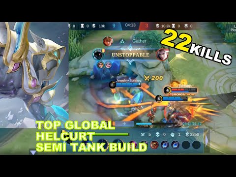 TOP GLOBAL HELCURT || NEW META HELCURT SEMI TANK BUILD 2022 || 22KILLS - MOBILE LEGENDS
