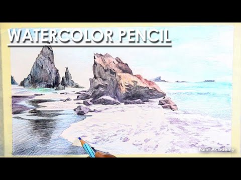 Watercolor Pencil Drawing A Composition on Seascape