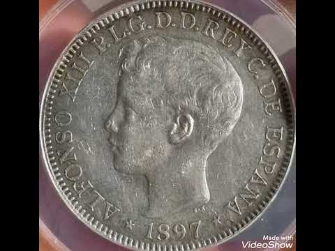 1897 A PESO ALFONSO XIII PHILPPINES,coin value and price rare.